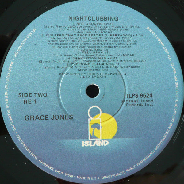 Grace Jones : Nightclubbing (LP, Album, Win)