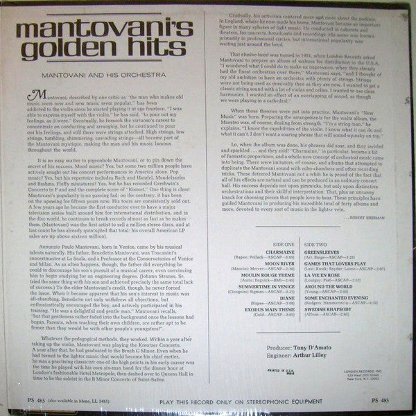 Mantovani And His Orchestra : Mantovani's Golden Hits (LP, Comp)