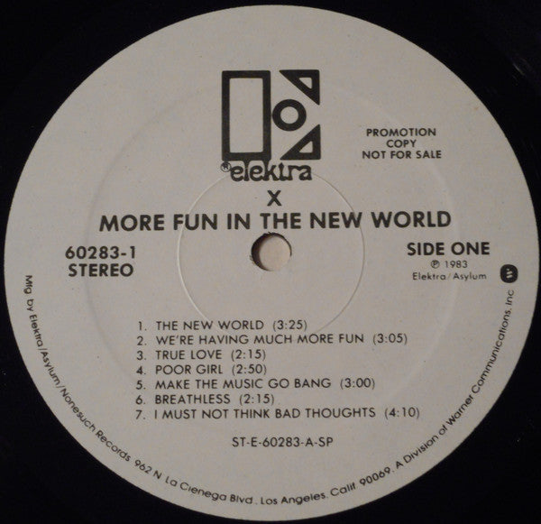 X (5) : More Fun In The New World (LP, Album, Promo)