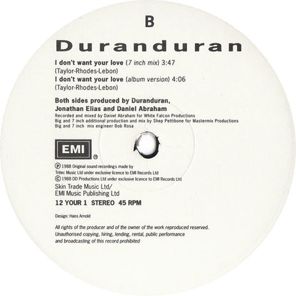 Duranduran* : I Don't Want Your Love (12", Single)