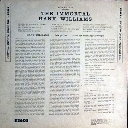 Hank Williams : The Immortal Hank Williams (LP, Comp, Mono, RP)